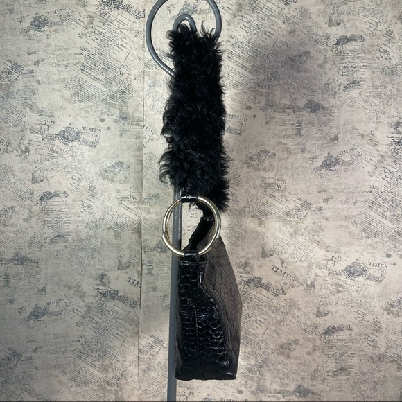 Elizabeth and James Finley Crocodile-Embossed Fur Shoulder Bag, Black - Picture 4 of 13
